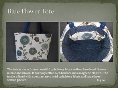 Blue and Brown Flower Tote